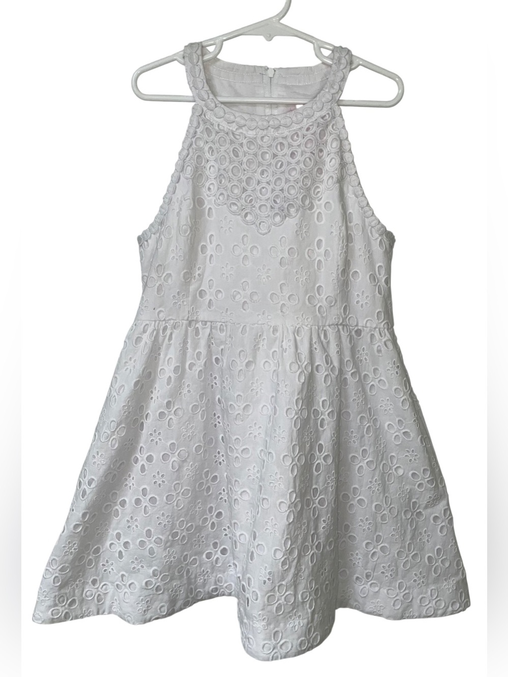 Lilly Pulitzer Dress Girl’s Size 10 White Eyelet Lined Summer Preppy Resortwear
